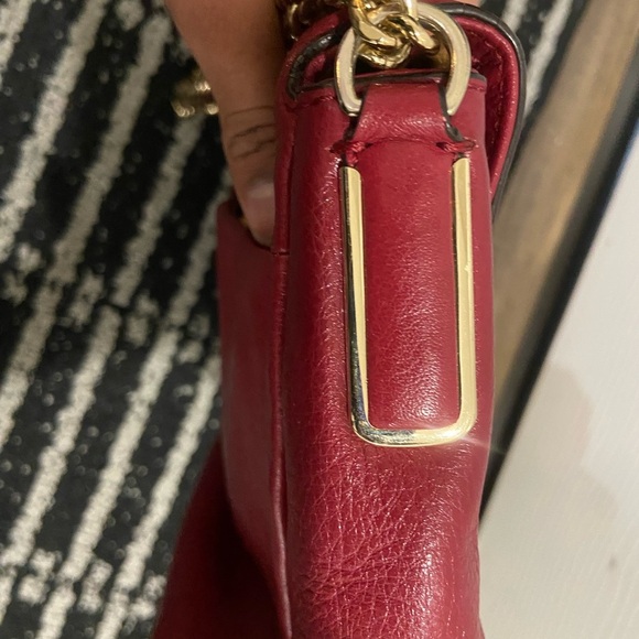 Coach Burgundy Leather Bag with Gold Chain - Picture 8 of 9